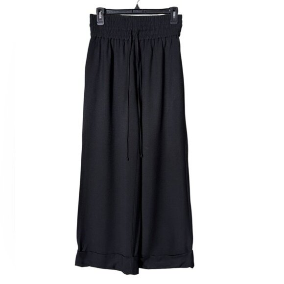 Open Edit Nordstrom Wide Leg Pants Small Black Bohemian Fairy Grunge Ponte Knit - Picture 1 of 6